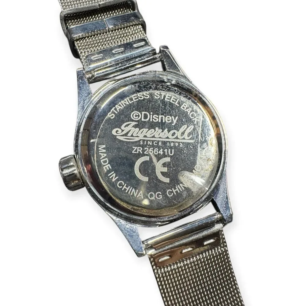 Disneyland Ingersoll Mickey Mouse Watch Silver Swiss Watch Base‎ VTG Rare